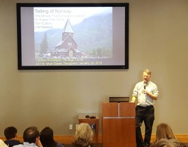 Tom DuBois visits Livsreise and shares his presentation “Telling of Norway: The Stories that Norwegians Use(d) to Shape Their World”